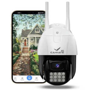 Camate 4G Sim Based 3MP Wireless Outdoor Smart CCTV Camera, Pan & Tilt, Two-Way Talk, Coloured Night Vision, Motion Detection & Tracking, Alarm, Upto 256GB Micro SD Support