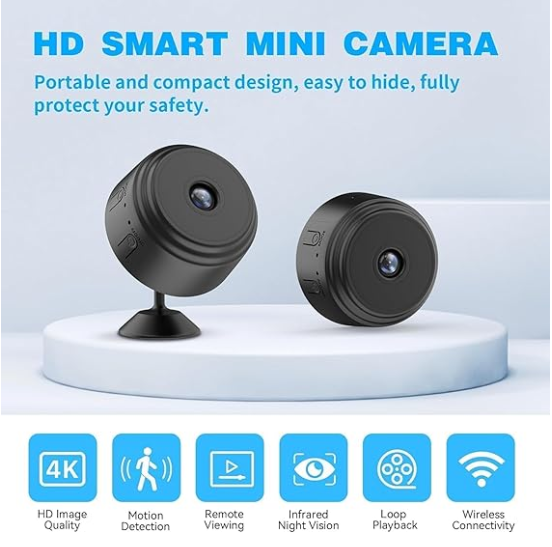 WiFi Spy Camera 360° Security Camera for Home Outdoor High HD Spy Magnet Mini Spy WiFi Magnetic Live Stream Night Vision IP Wireless 1080P Audio Video Hidden CCTV Magne (1) - Image 2